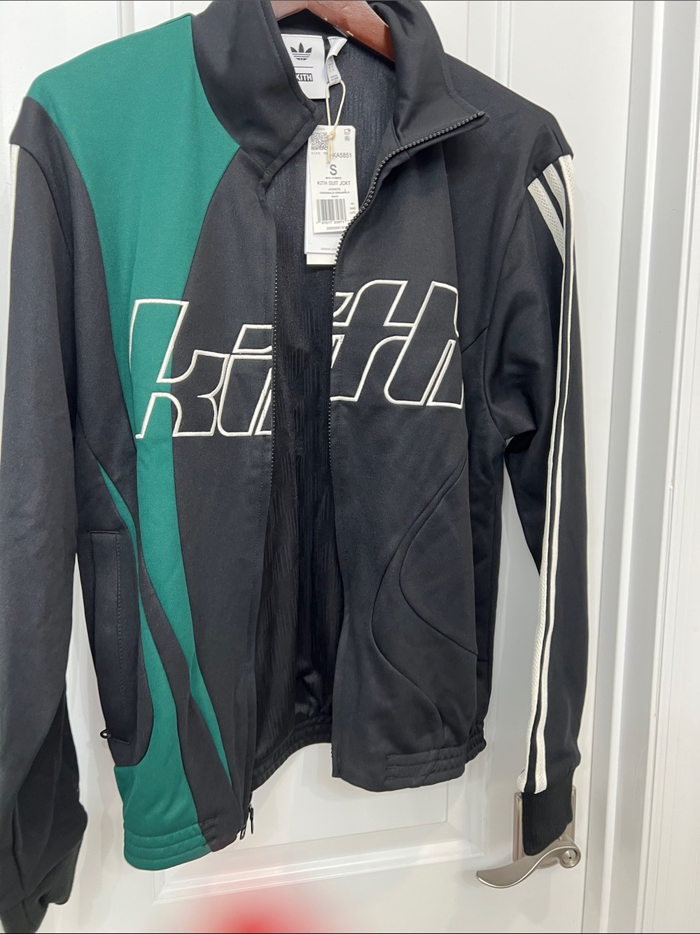 Kith Black and Green Zip-Front Track Jacket collaboration with adidas. - Picture 5 of 8